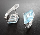Изящные серебряные серьги с голубыми топазами авторской огранки