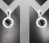 Прелестные серебряные серьги с насыщенно-синими сапфирами