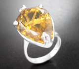 Серебряное кольцо с крупным цитрином и аметистами
