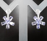 Прелестные серебряные серьги с танзанитами