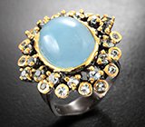 Серебряное кольцо с аквамарином и голубыми топазами
