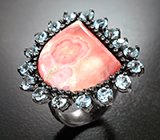 Серебряное кольцо с агатом и голубыми топазами Серебро 925