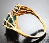 Кольцо с индиголитом турмалином 4,55 карата и синими сапфирами