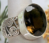Кольцо в греческом стиле c дымчатым топазом Серебро 925
