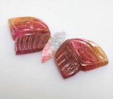 Набор из 3 резных полихромных турмалинов 9,5 карата