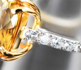 Кольцо с гелиодором 6,6 карата и бесцветными цирконами