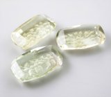 Крупный набор из 3 резных зеленых аметистов 32,28 карата