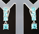 Прелестные серебряные серьги с «неоновым» апатитами Серебро 925