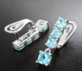 Прелестные серебряные серьги с «неоновым» апатитами Серебро 925