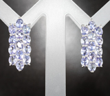 Превосходные серебряные серьги с танзанитами Серебро 925