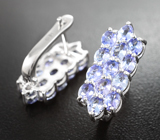 Превосходные серебряные серьги с танзанитами Серебро 925