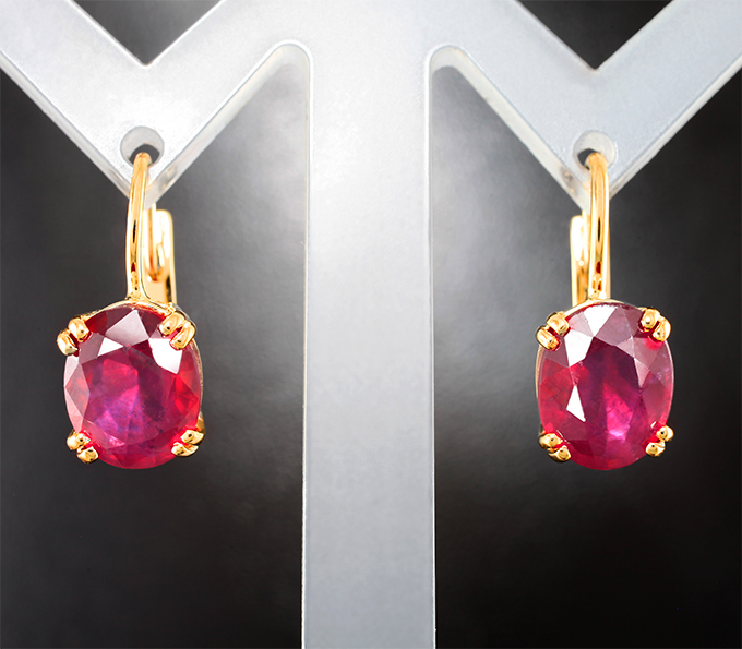 Серьги с рубинами 6,97 карата