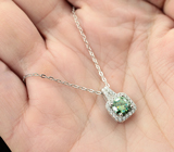 Серебряный кулон с чистейшим зеленым муассанитом 1,01 карата + цепочка