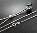 Серебряное колье с цветным жемчугом Серебро 925