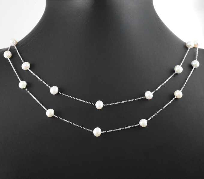 Серебряное колье с жемчугом