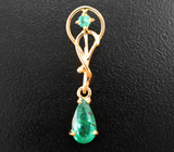 Золотой кулон с насыщенным и «неоновым» уральскими изумрудами 0,94 карата Золото