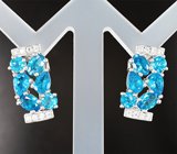 Роскошные серебряные серьги с «неоновыми» апатитами