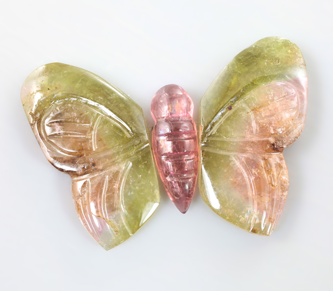 Набор из 3 резных турмалинов 10,16 карата