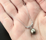 Серебряное колье с цветным жемчугом Серебро 925