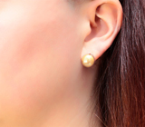 Золотые пусеты с крупным золотистым морским жемчугом 15,73 карата Золото