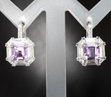 Стильные серебряные серьги с аметистами