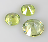 Набор из 3 уральских демантоидов 0,25 карата 