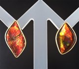 Комплект с аммолитами аммонита 15,58 карата, рубиновой шпинелью, цитрином, диопсидом, васильковым и желтым сапфиром