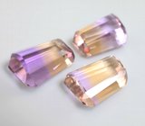 Крупный набор из 3 контрастных аметринов высокой чистоты 19,11 карата