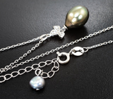 Серебряное колье с цветным жемчугом