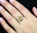 Стильное серебряное кольцо с цитрином и «неоновым» апатитом