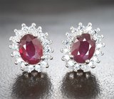 Изящные серебряные серьги с насыщенными рубинами