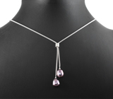 Серебряное колье с цветным жемчугом Серебро 925