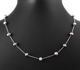 Серебряное колье с цветным жемчугом