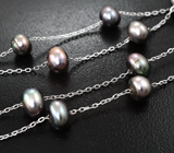 Серебряное колье с цветным жемчугом