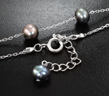 Серебряное колье с цветным жемчугом