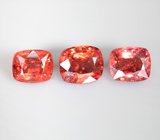 Крупный набор из 3 красной и оранжевых шпинелей 4,93 карата