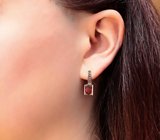 Золотые серьги с эталонными насыщенными сверкающими рубинами 3,54 карата и сиреневыми сапфирами Золото