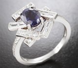Оригинальное серебряное кольцо с насыщенно-синим сапфиром
