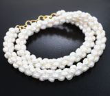 Объёмное «уютное» золотое колье с «гроздьями» белоснежного жемчуга 127,55 карата