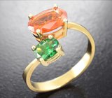 Комплект с цаворитом топового цвета 0,47 карата и мандариновыми спессартинами 5,22 карата