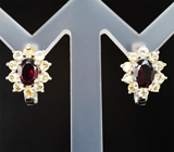 Симпатичные серебряные серьги с родолитами и цитринами