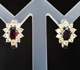 Симпатичные серебряные серьги с родолитами и цитринами