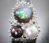 Комплект с эфиопскими опалами 16,73 карата, морским жемчугом барокко 47,28 карата и цаворитами