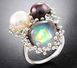 Комплект с эфиопскими опалами 16,73 карата, морским жемчугом барокко 47,28 карата и цаворитами