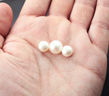 Набор из 3 кремово-белых морских жемчужин 19,29 карата! Исключительный люстр 