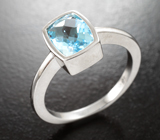 Стильное серебряное кольцо c голубым топазом