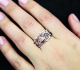 Ажурное серебряное кольцо с родолитами