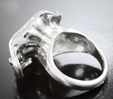 Кольцо с зеленым муассанитом высокой чистоты 1 карат, жемчужиной Keshi 5 карат и ограненным лунным камнем 0,84 карата