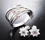 Комплект с розовыми бриллиантами 0,7 карата и лейкосапфирами