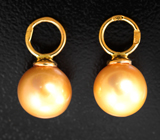 Золотые подвесы для серег с золотистым морским жемчугом 7,03 карата